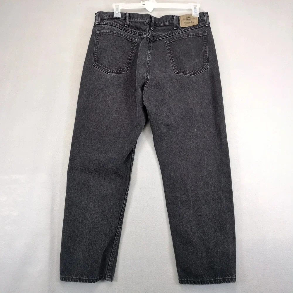 Wrangler Regular Fit Black Jeans Mens 38 37x29
